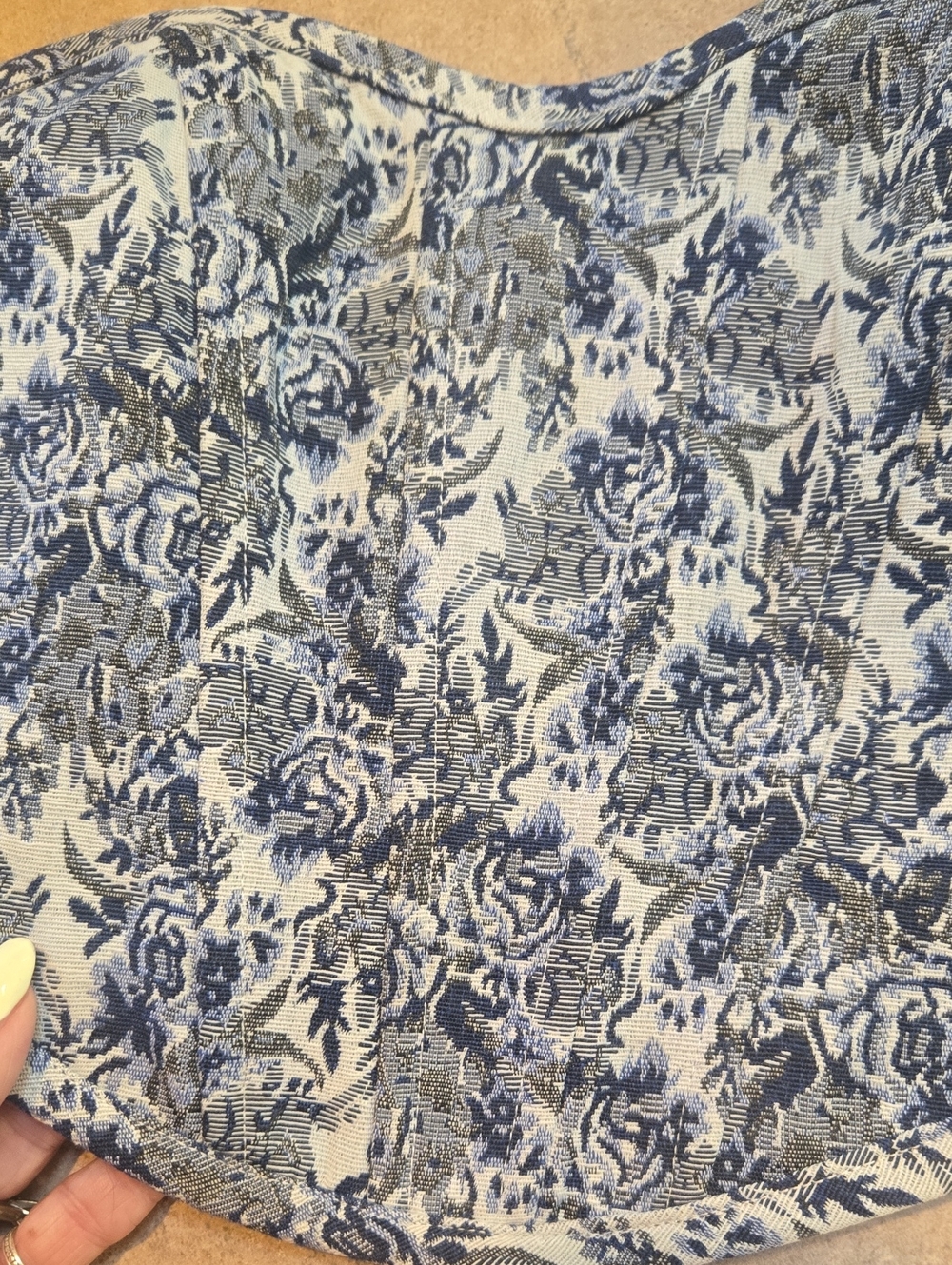 New Altar'd State Denim Blue Floral Print Back Zipper Corset - Picture 10 of 10